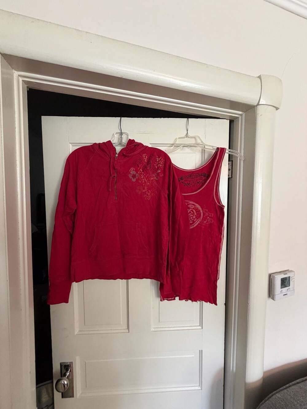 Gap Vintage 1969 Red Floral Y2K Zip-Up Hoodie and Tank Top Set